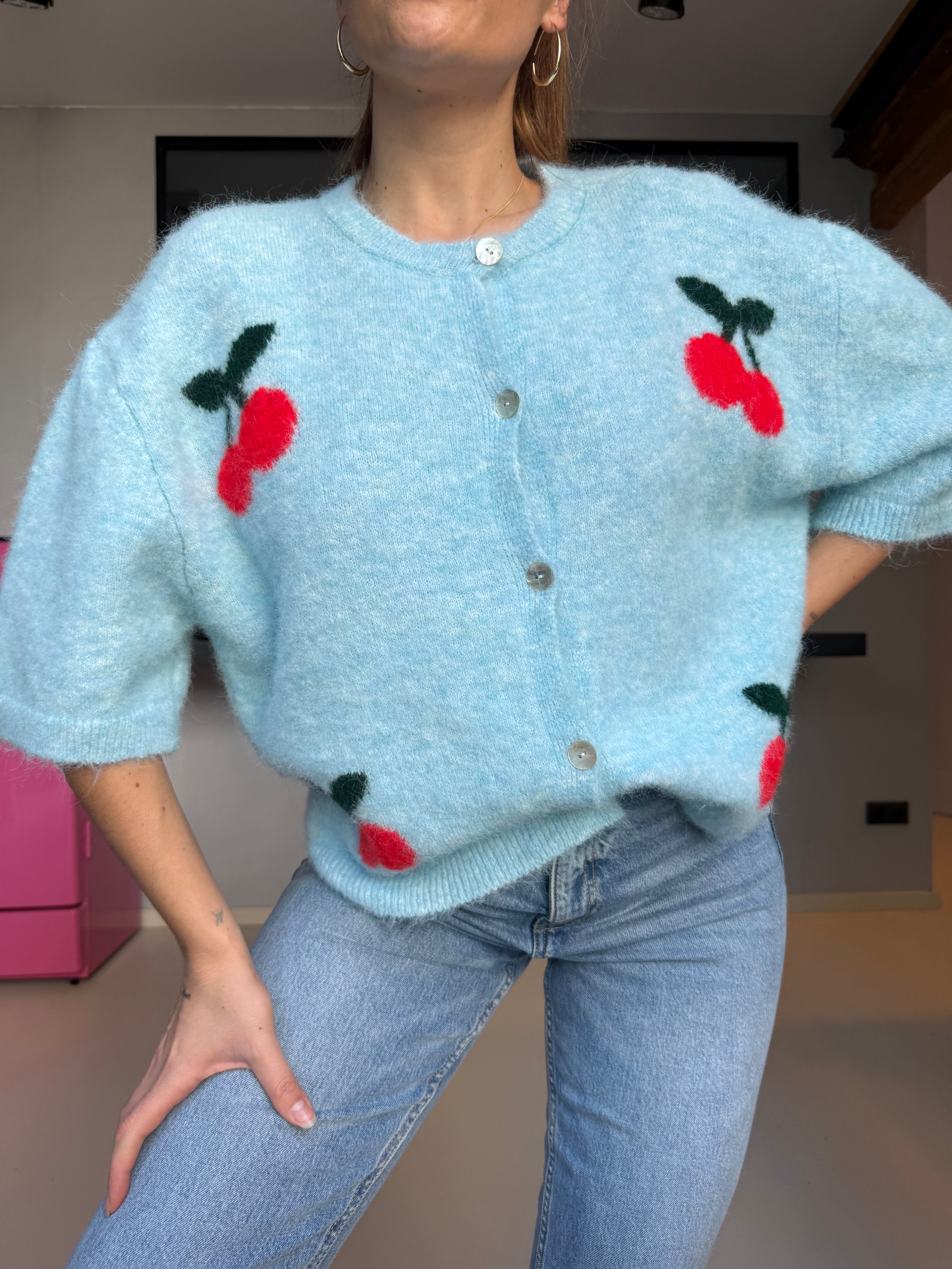 Soft Cherry Cardigan Turkis