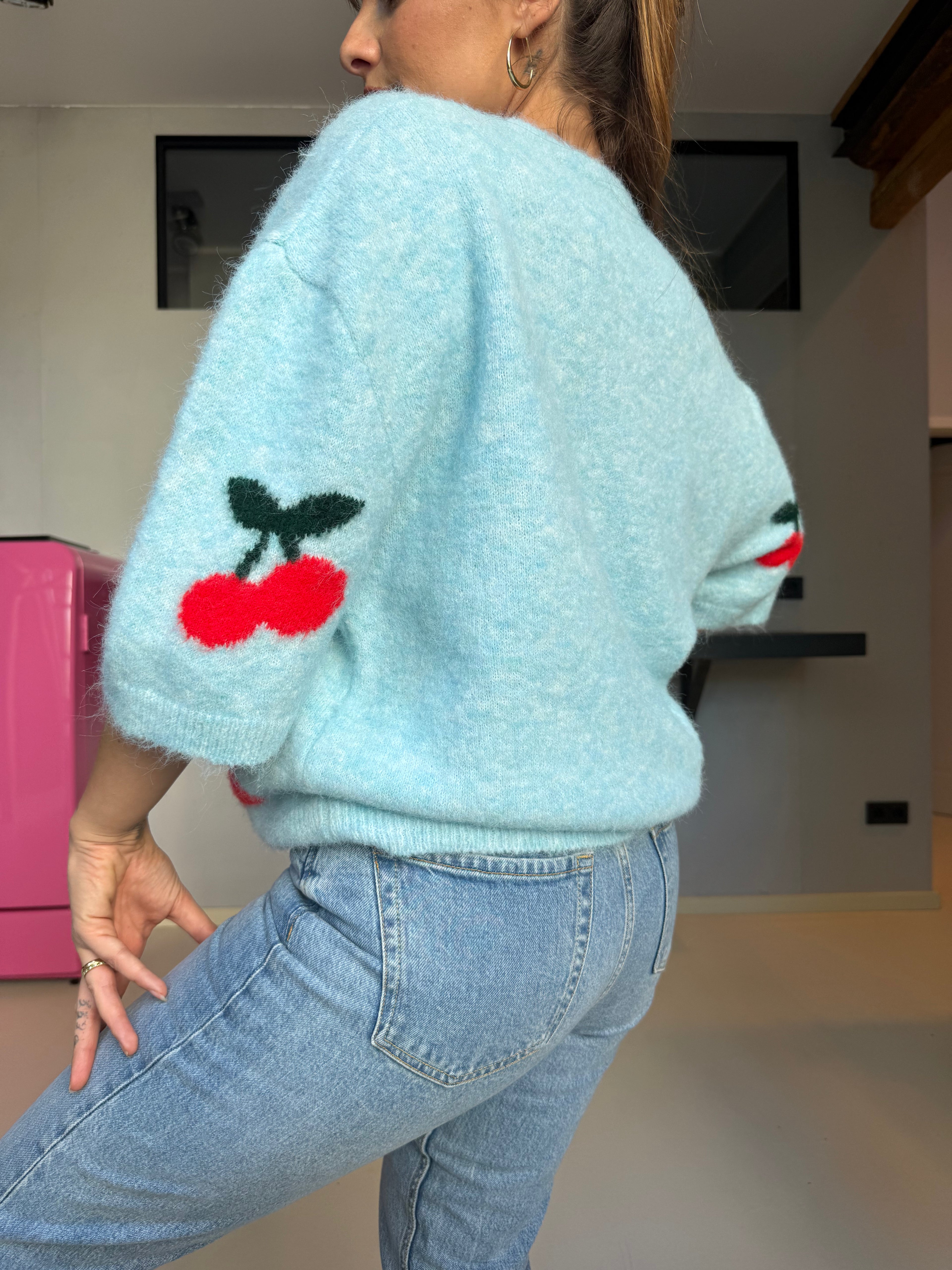 Soft Cherry Cardigan Turkis