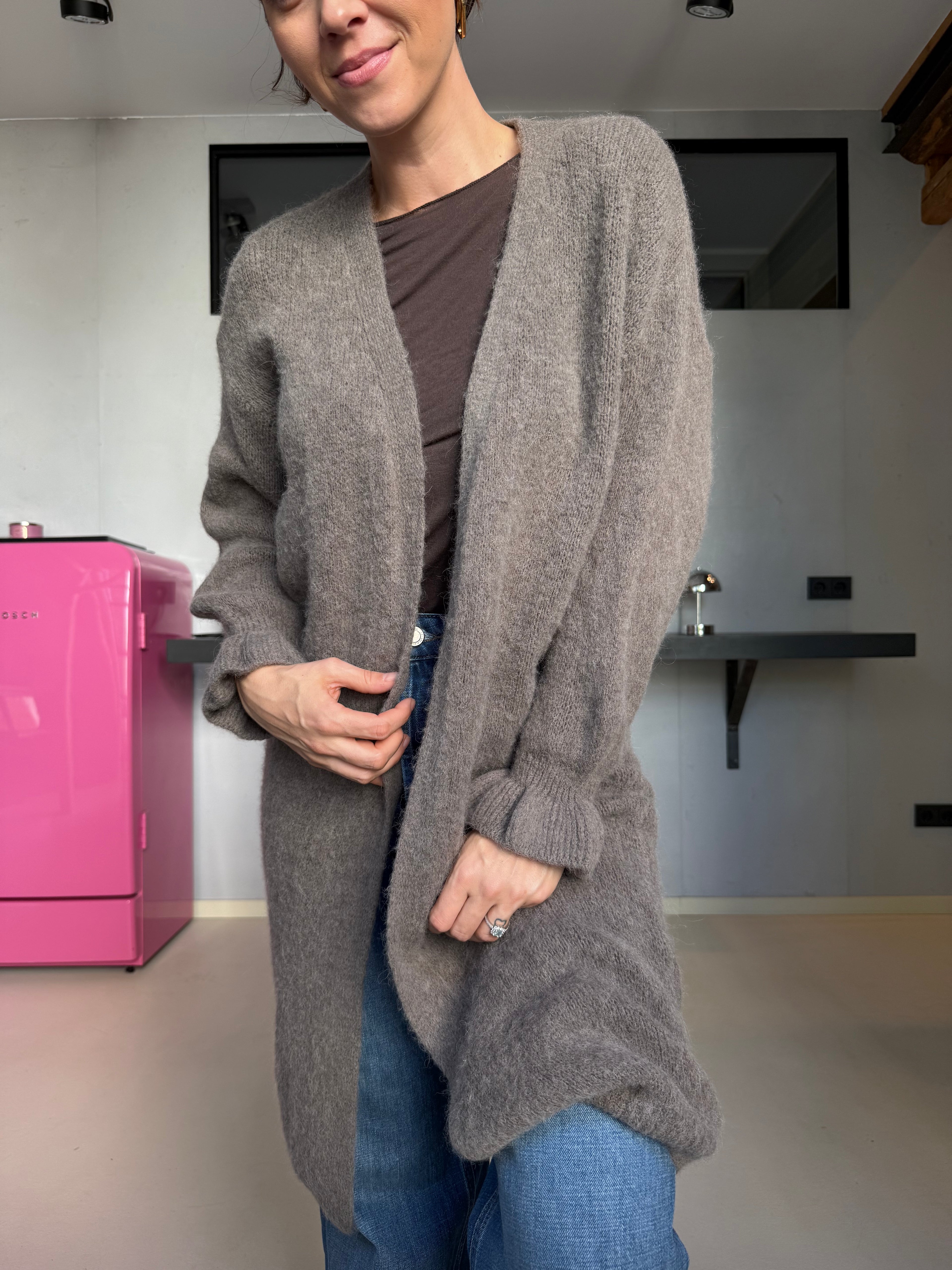Cozy Long Cardigan Taupe